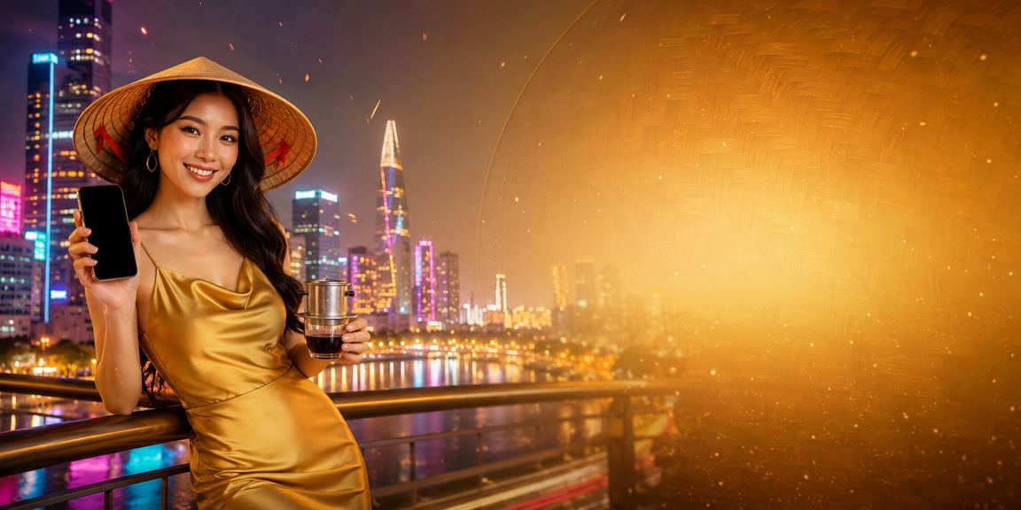 Người dùng VIP tại TP Hồ Chí Minh đặt cược trực tuyến qua điện thoại với nón lá truyền thống